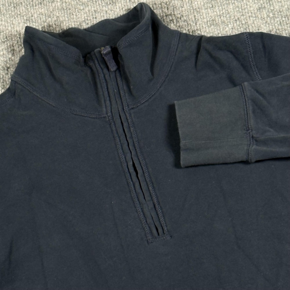 LL Bean Pullover Womens Medium Navy Teal Half‎ Zip Sweatshirt Stretch Pockets